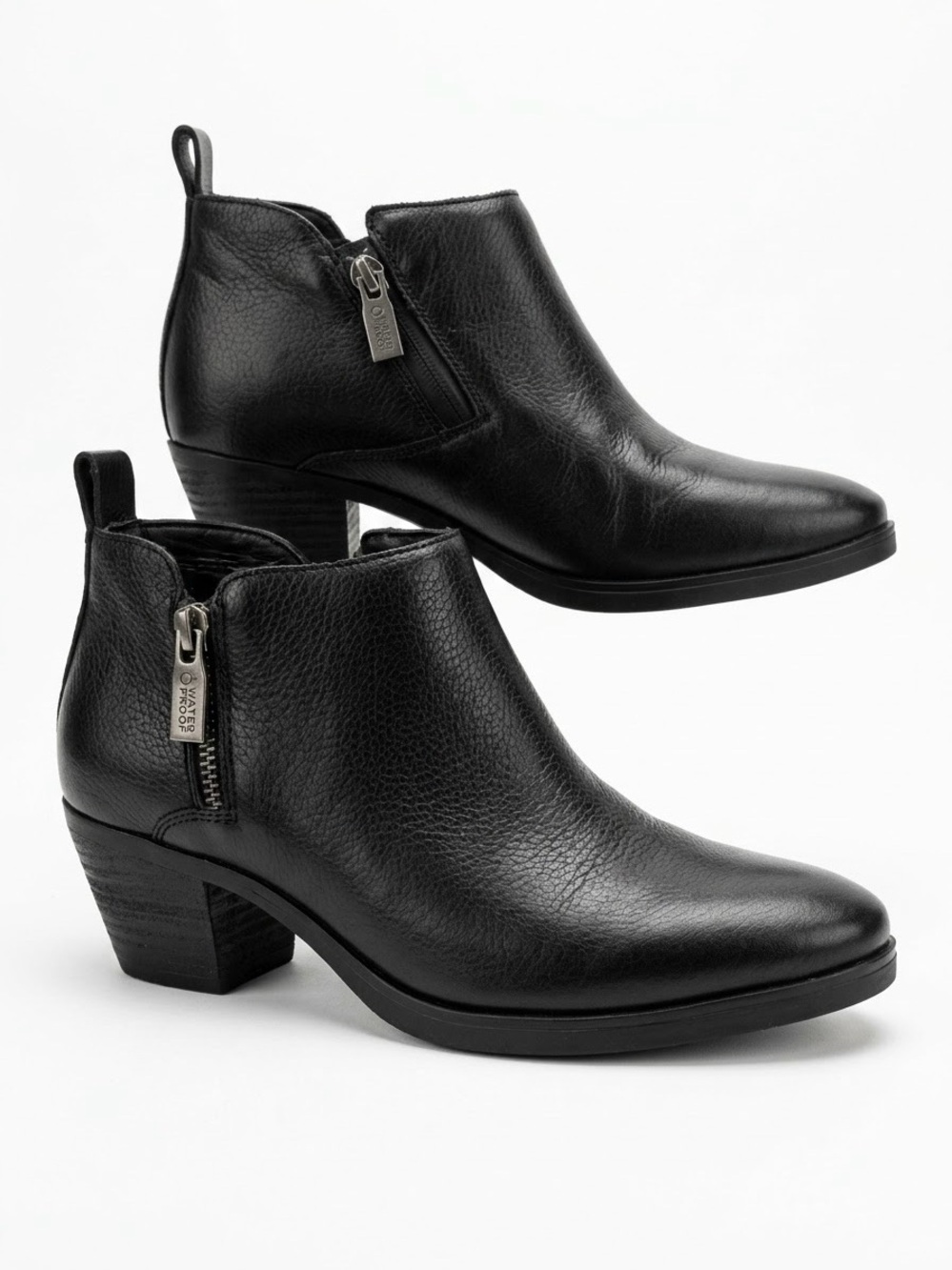 Vionic Cecily Waterproof Black Leather Ankle Boots Size 6 EUC Orthotic Comfort